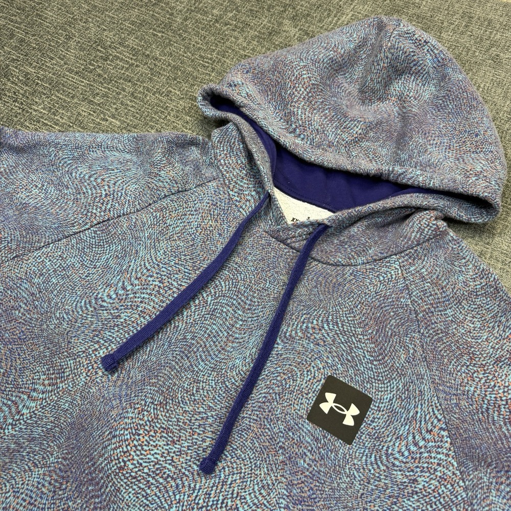 Under Armour Hoodie Men's XXL Purple Rival Terry Print Pullover Logo Modern